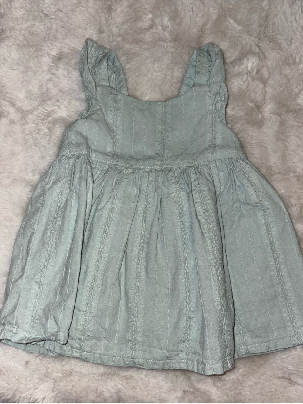 Baby Girl Light Green Sleeveless Cotton Dress
